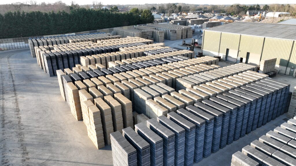 Concrete blocks being stored at the Lignacite site in Brandon