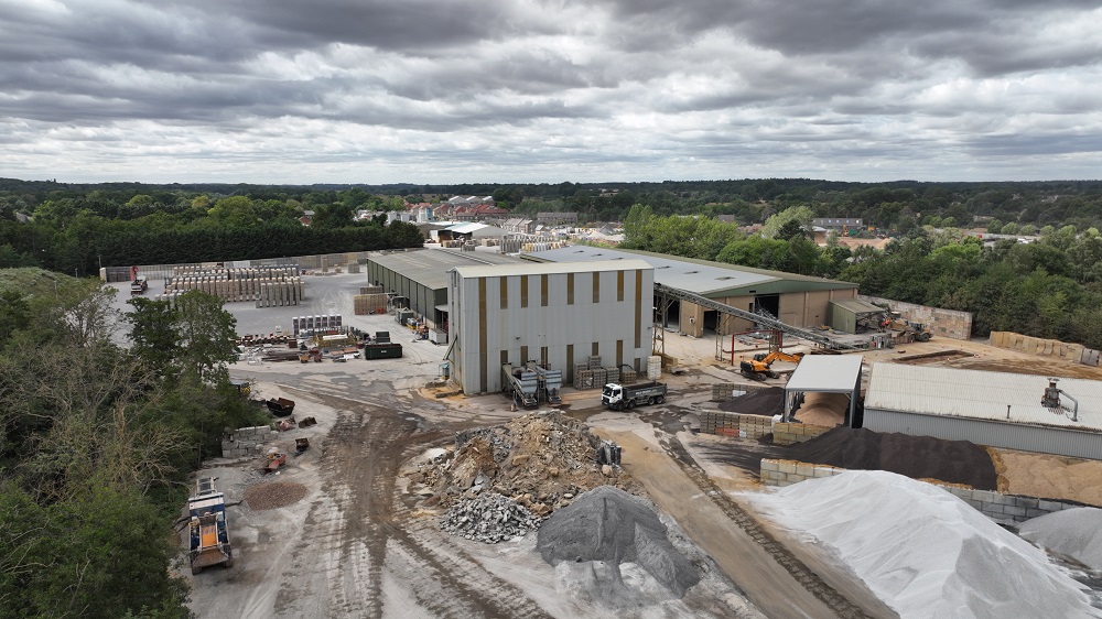 Aerial shot of Lignacite concrete manufacturing plant