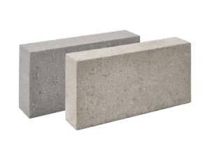 Side view of two Lignacite Concrete Blocks: Fair Face Block and Paint Grade Block.