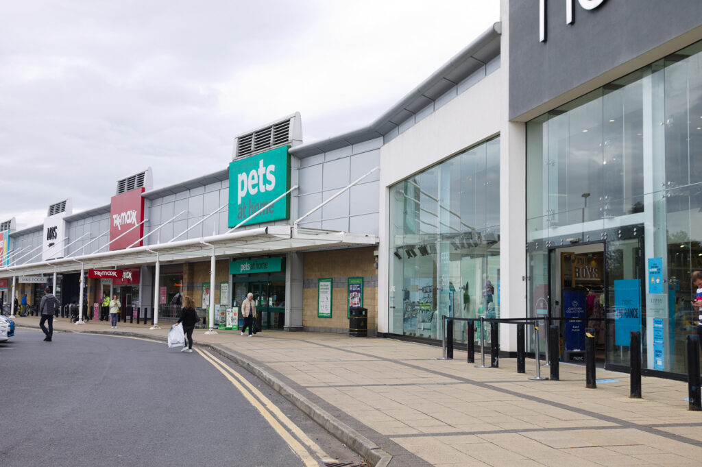 Robin retail park, pets at home, TK Maxx and MS food hall. Wigan