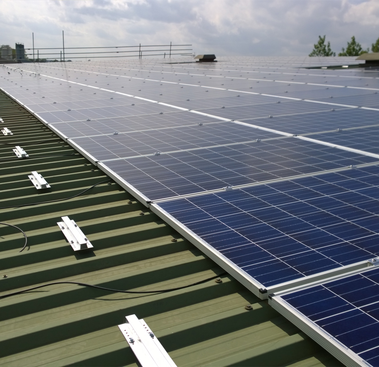 Solar panels at Lignacite's concrete block manufacturing plant in Brandon